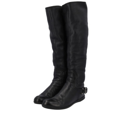 Product MIU MIU Leather Buckle Boots Black - S: 36.5 (3.5)