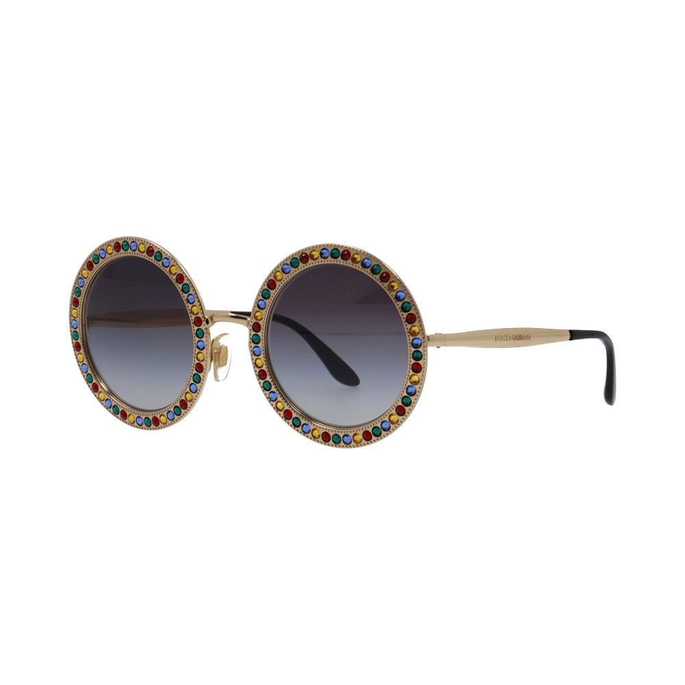 DOLCE & GABBANA Round Embellished Sunglasses DG2170-B Gold | Luxity