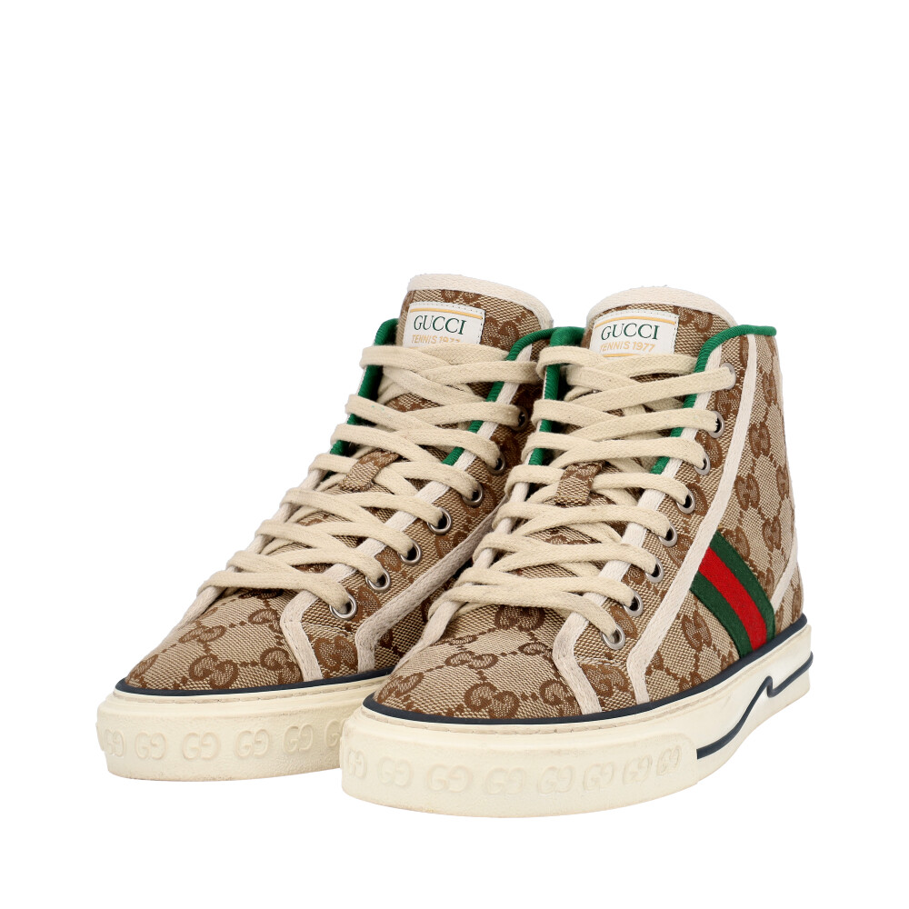 GUCCI GG Tennis 1977 High Top Sneakers Beige - S: 36 () | Luxity