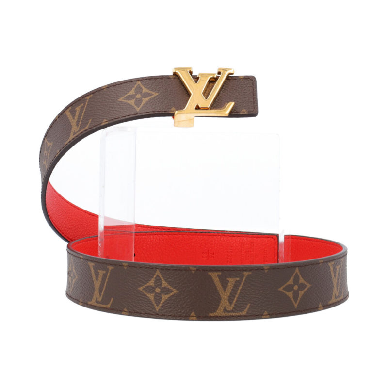 NWT Louis Vuitton Red Monogram LV Initiales Logo Buckle Belt DS