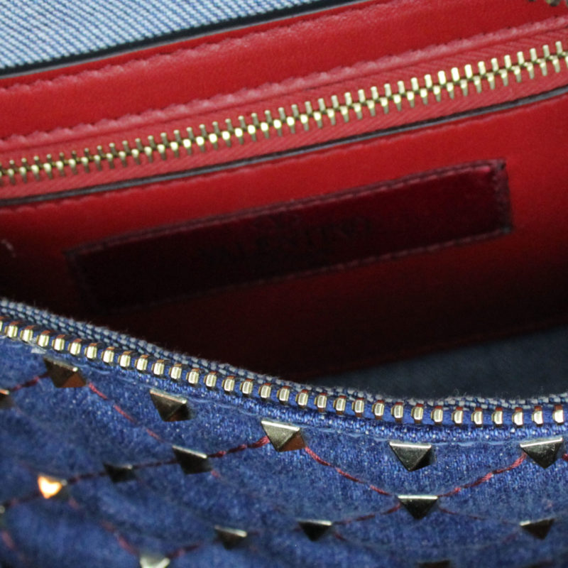 VALENTINO Denim Rockstud Belt Bag Blue Luxity