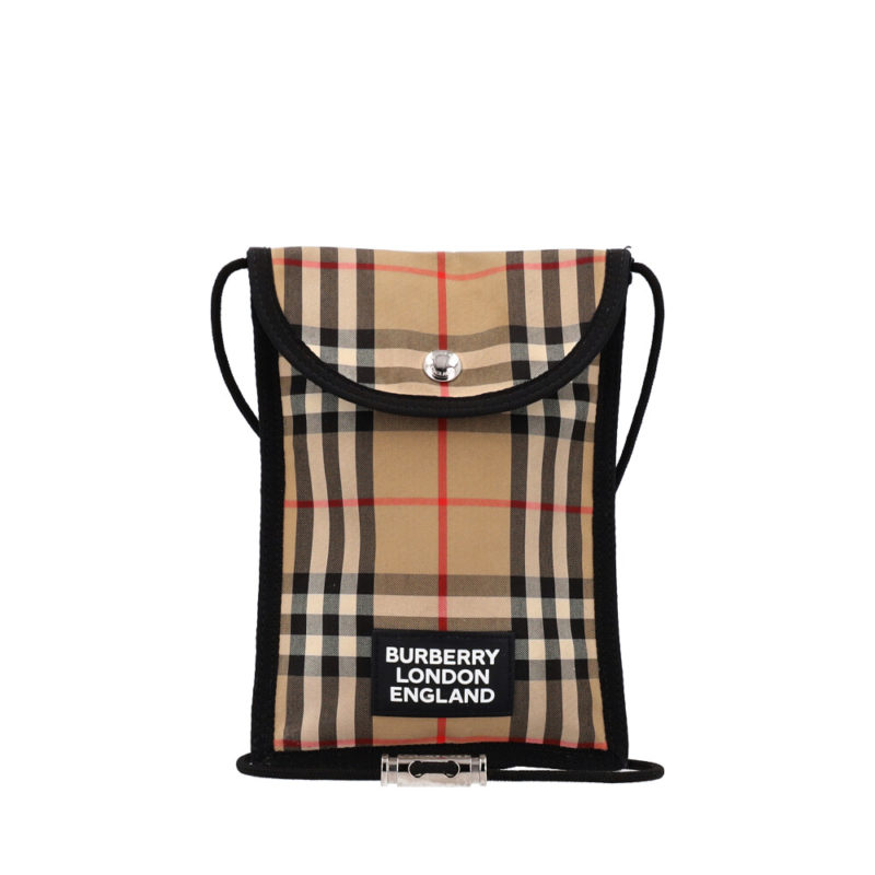 BURBERRY Vintage Check Logo Applique Phone Case Lanyard Beige | Luxity