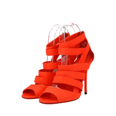 Product JIMMY CHOO Leather Dame Sandals Neon Orange - S: 37.5 (4.5)