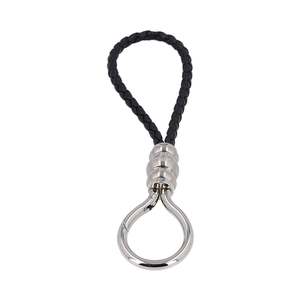 MONTBLANC Woven Leather/Stainless Steel Key Ring Black | Luxity