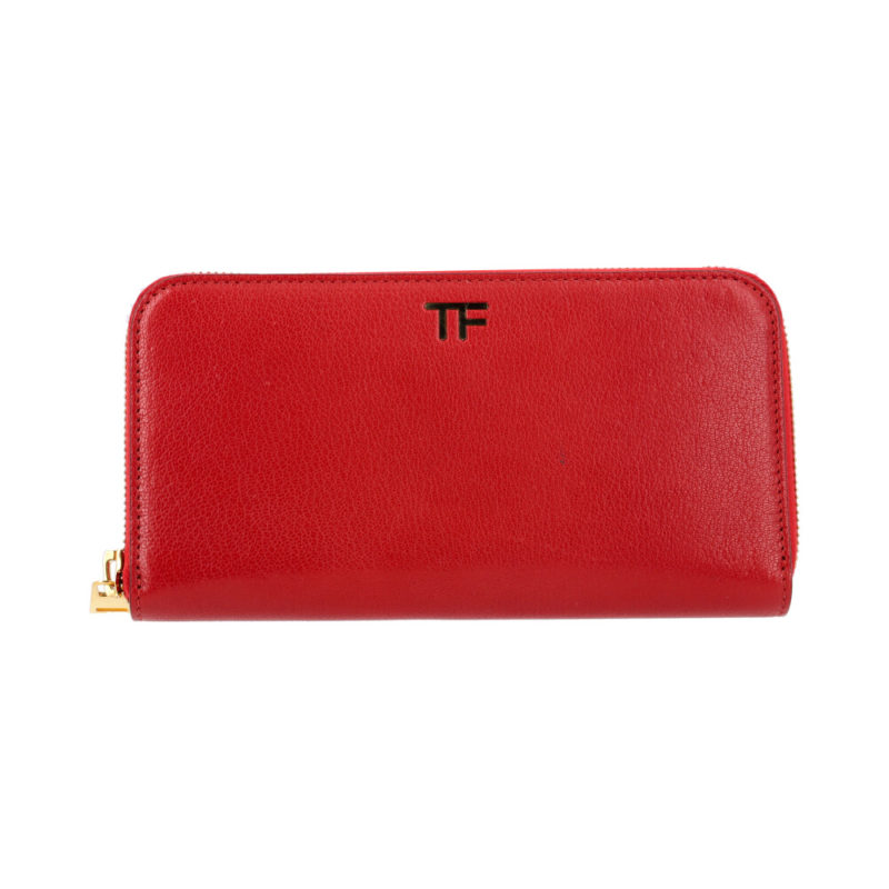 TOM FORD Leather Zip Around Wallet Red | Luxity