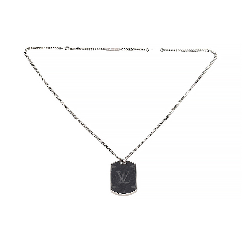 Louis Vuitton Black Monogram Eclipse Plate Necklace