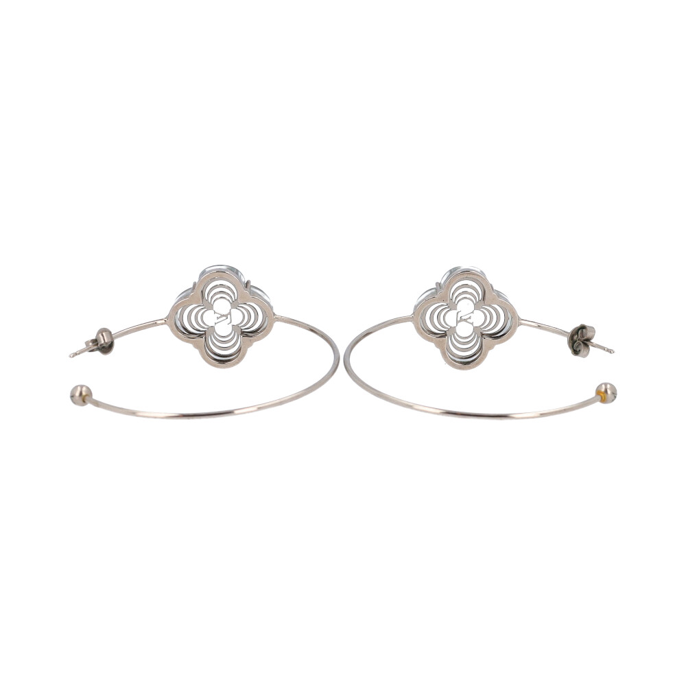 LOUIS VUITTON Resin La Folie Hoop Earrings Silver Tone | Luxity