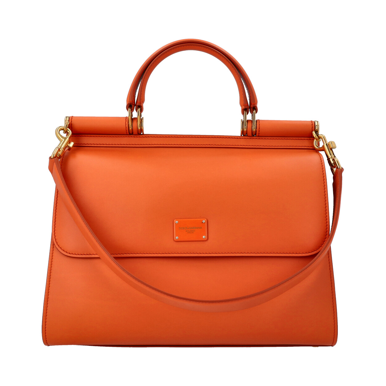 DOLCE & GABBANA Leather Large Sicily 58 Bag Orange | Luxity