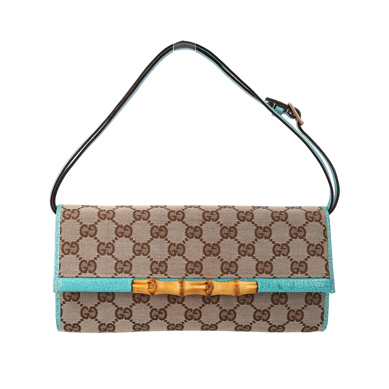 GUCCI GG Bamboo Clutch Beige/Turquoise | Luxity