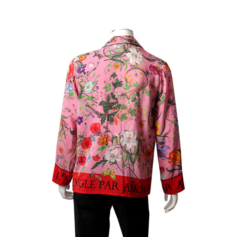 Gucci: Floral Snake Pyjama-Style Pants with Shirt in Pink 'l'Aveugle par  Amour