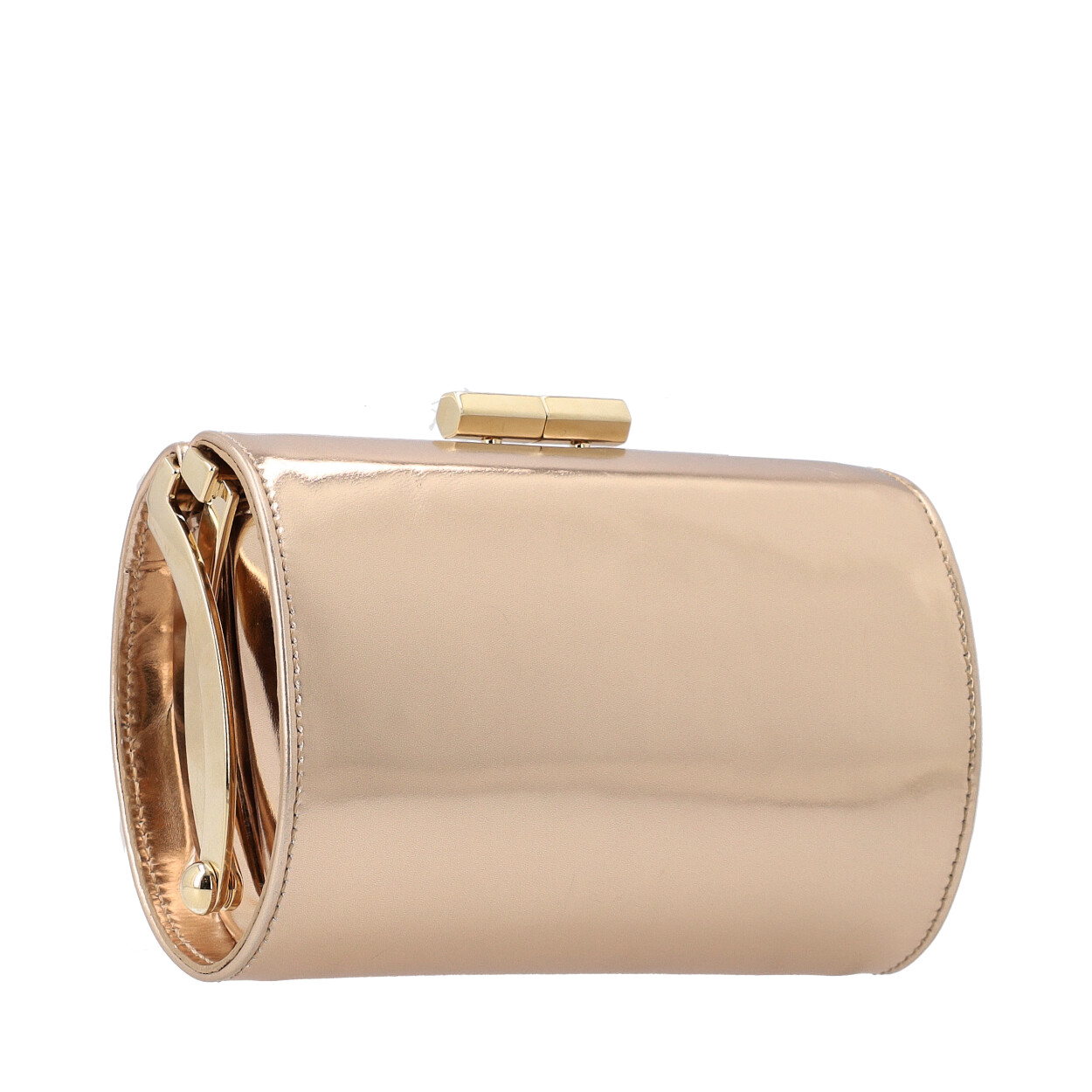JIMMY CHOO Glossed Leather Clutch Gold | Luxity