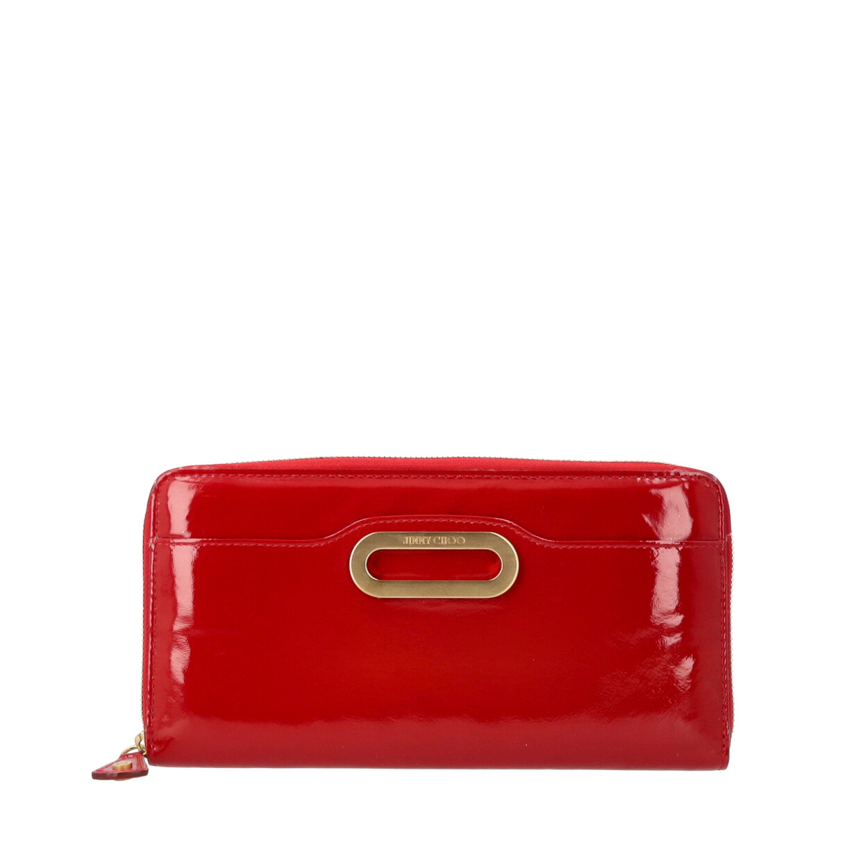 JIMMY CHOO Patent Zip Around Clutch Red | Luxity