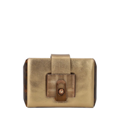 Product LANVIN Leather Sweet Dora Box Clutch Gold
