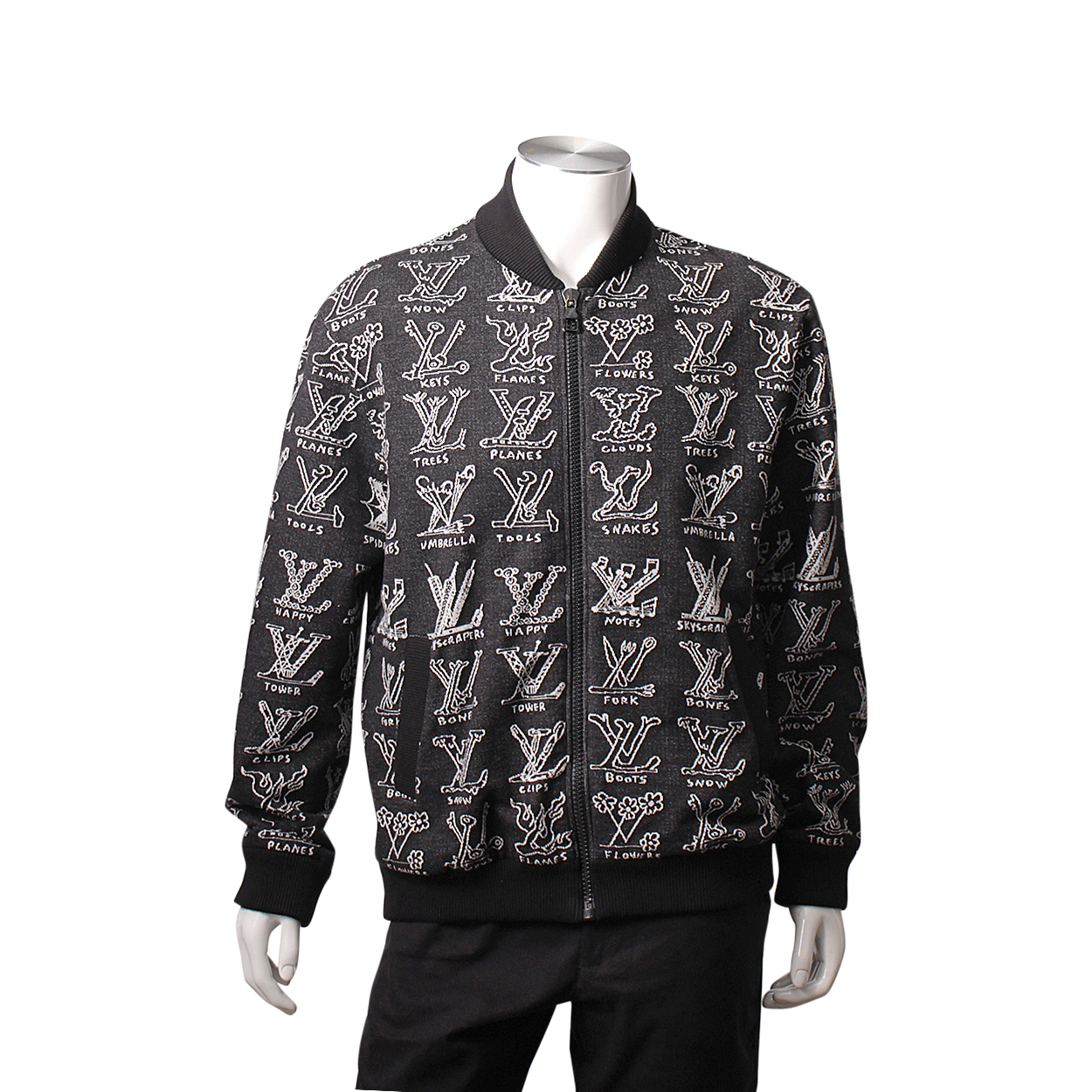 Louis Vuitton Cartoons Jacquard Zipped through Blouson Jacket in Size L