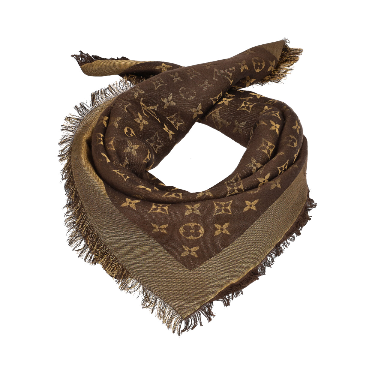 Louis Vuitton Monogram Shine Gold Scarf New