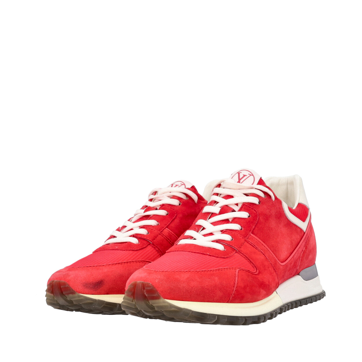 LOUIS VUITTON Suede/Mesh Run Away Sneakers Red | Luxity