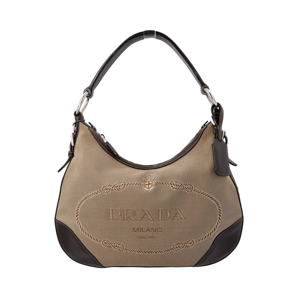PRADA Canapa/Leather Hobo Brown | Luxity