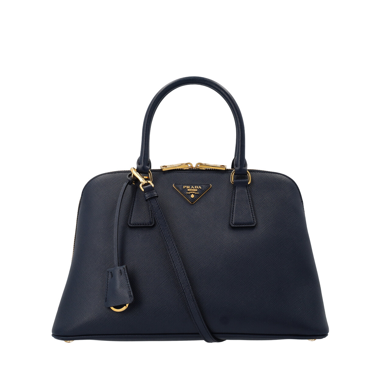 PRADA Saffiano Lux Medium Vernice Promenade Top Handle Bag Blue | Luxity