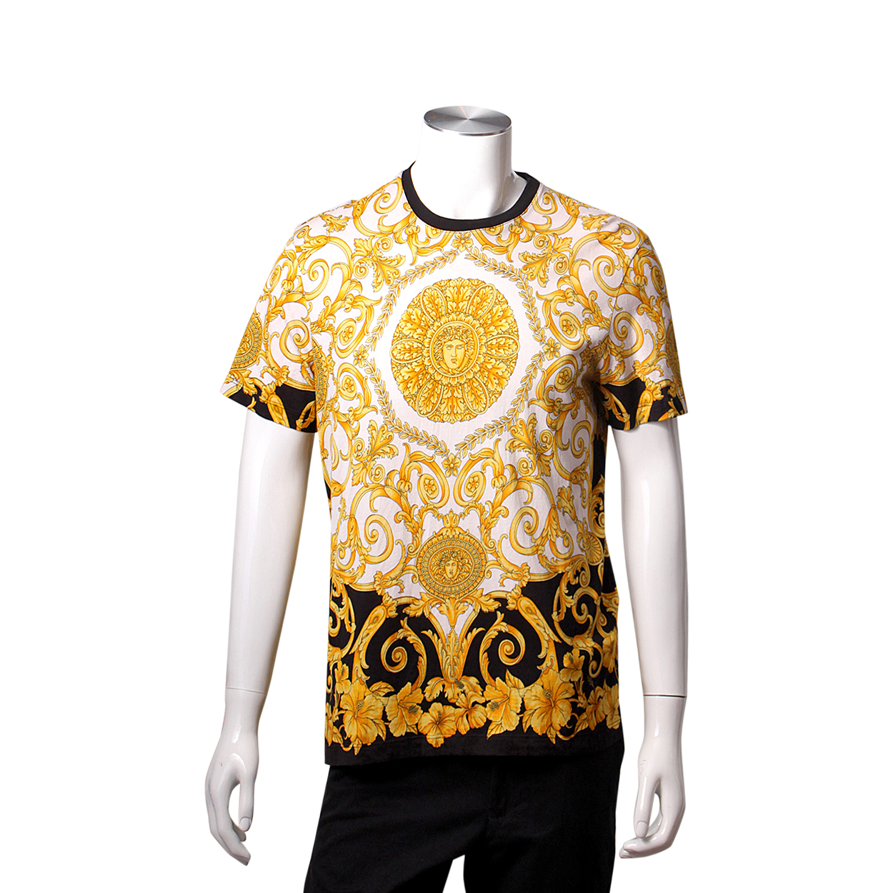 VERSACE Cotton Barocco T-Shirt Black/Gold | Luxity