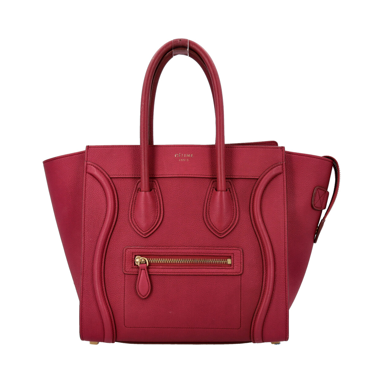 CELINE Leather Micro Luggage Tote Burgundy | Luxity