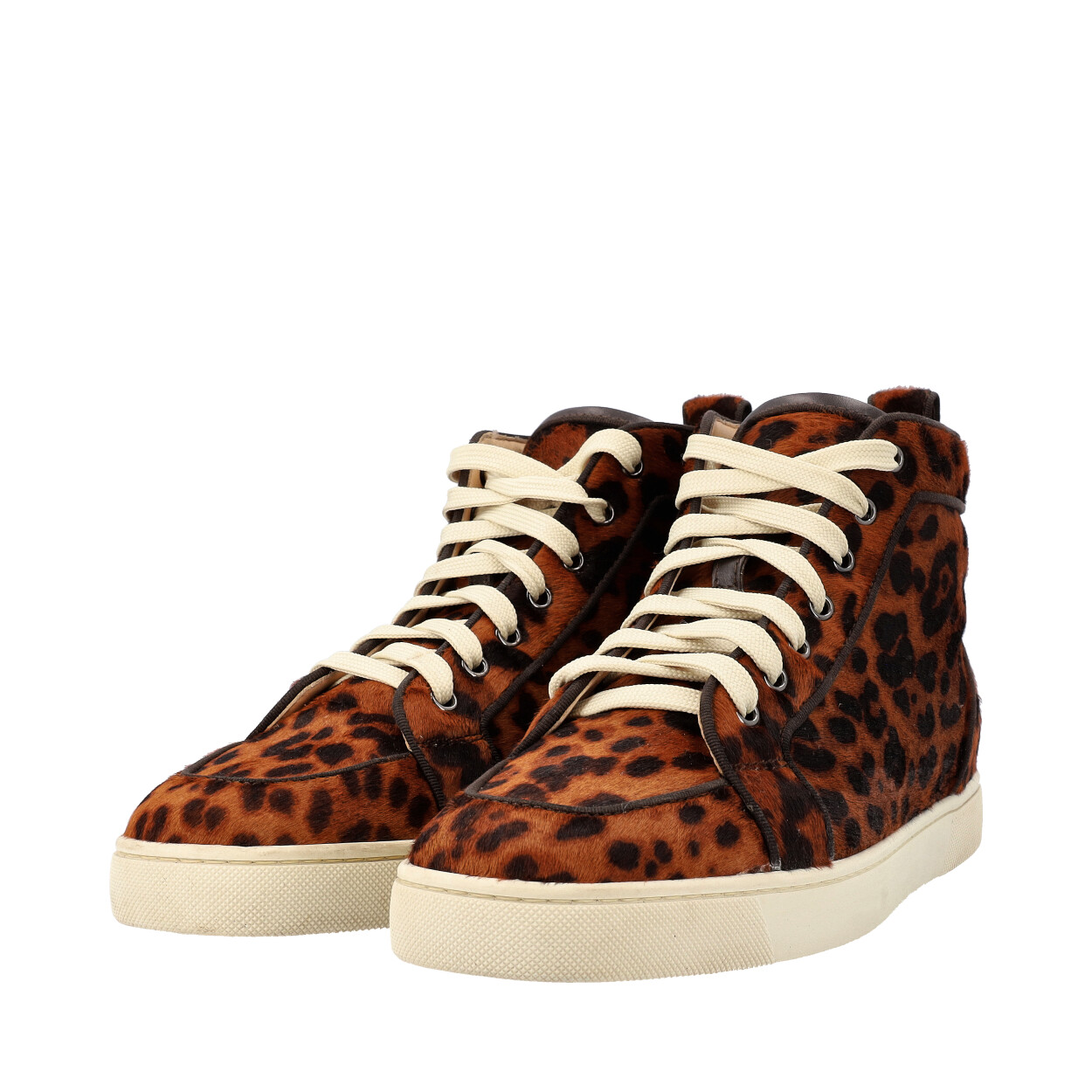 CHRISTIAN LOUBOUTIN Pony Hair High Top Sneakers Leopard | Luxity