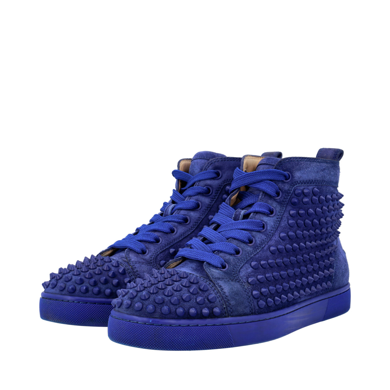 Christian Louboutin Burgundy Suede Louis Spikes High Top Sneakers