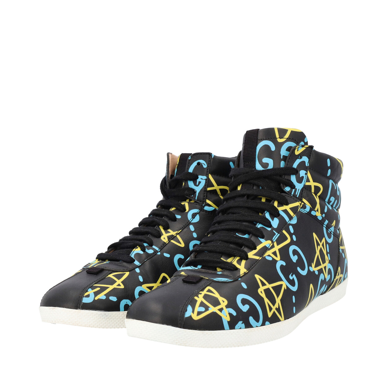 GUCCI Leather Ghost High Top Sneakers Black | Luxity