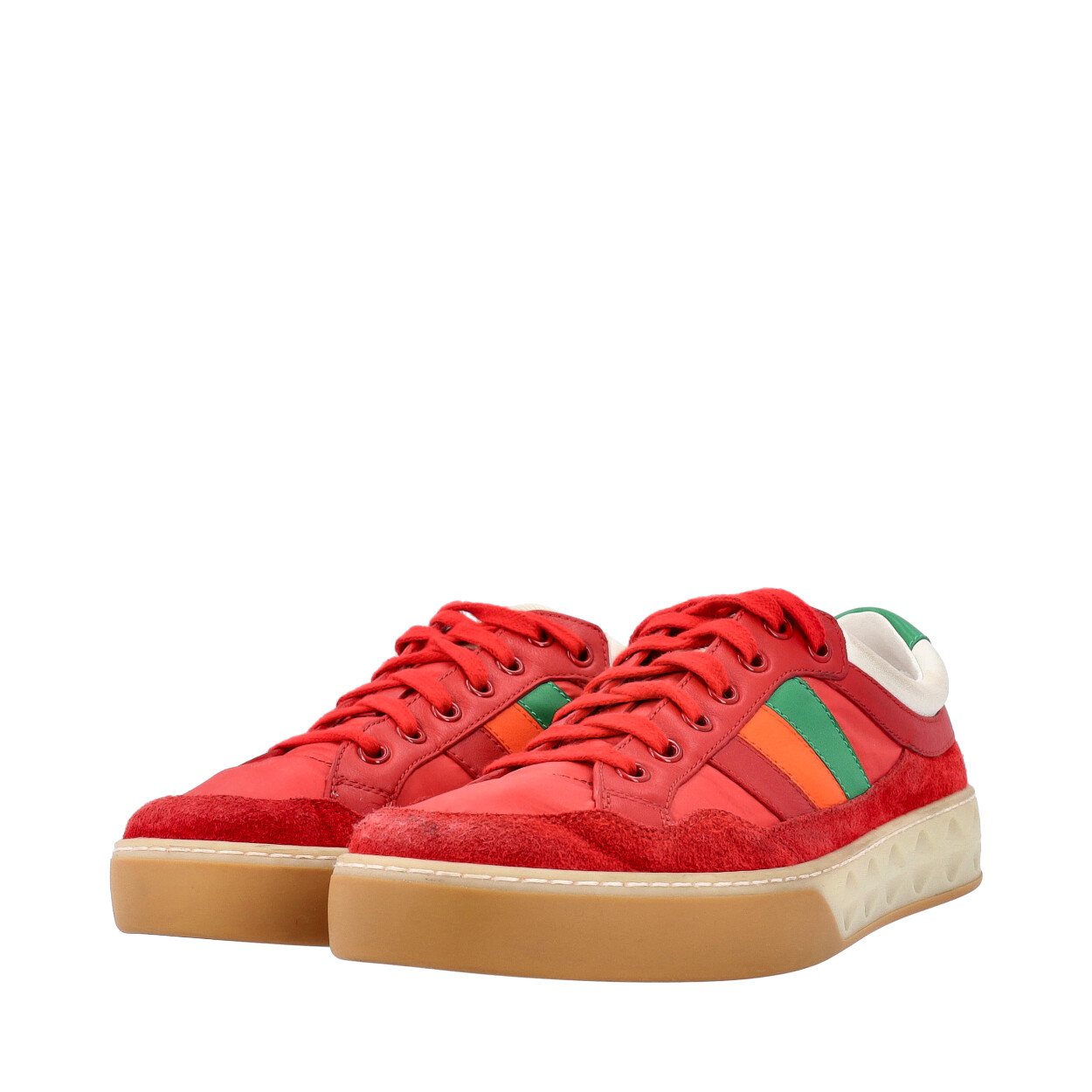 GUCCI Suede/Leather/Nylon Sneakers Red | Luxity