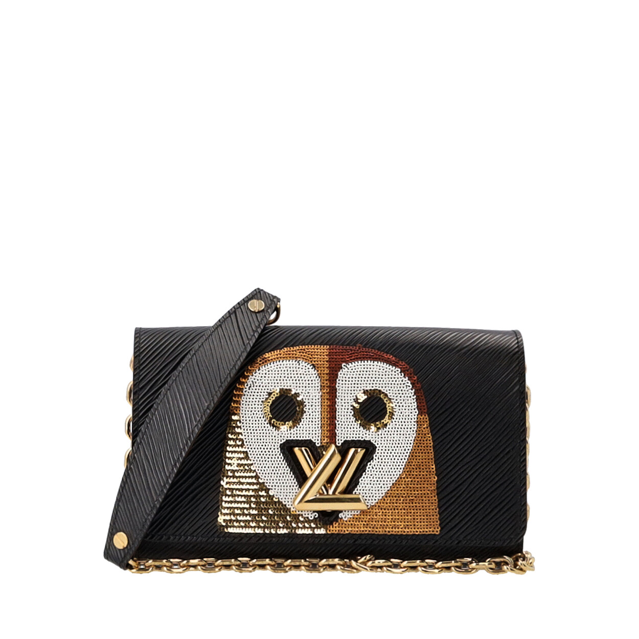 Louis Vuitton Black EPI Leather Sequin Bird PM Twist Bag