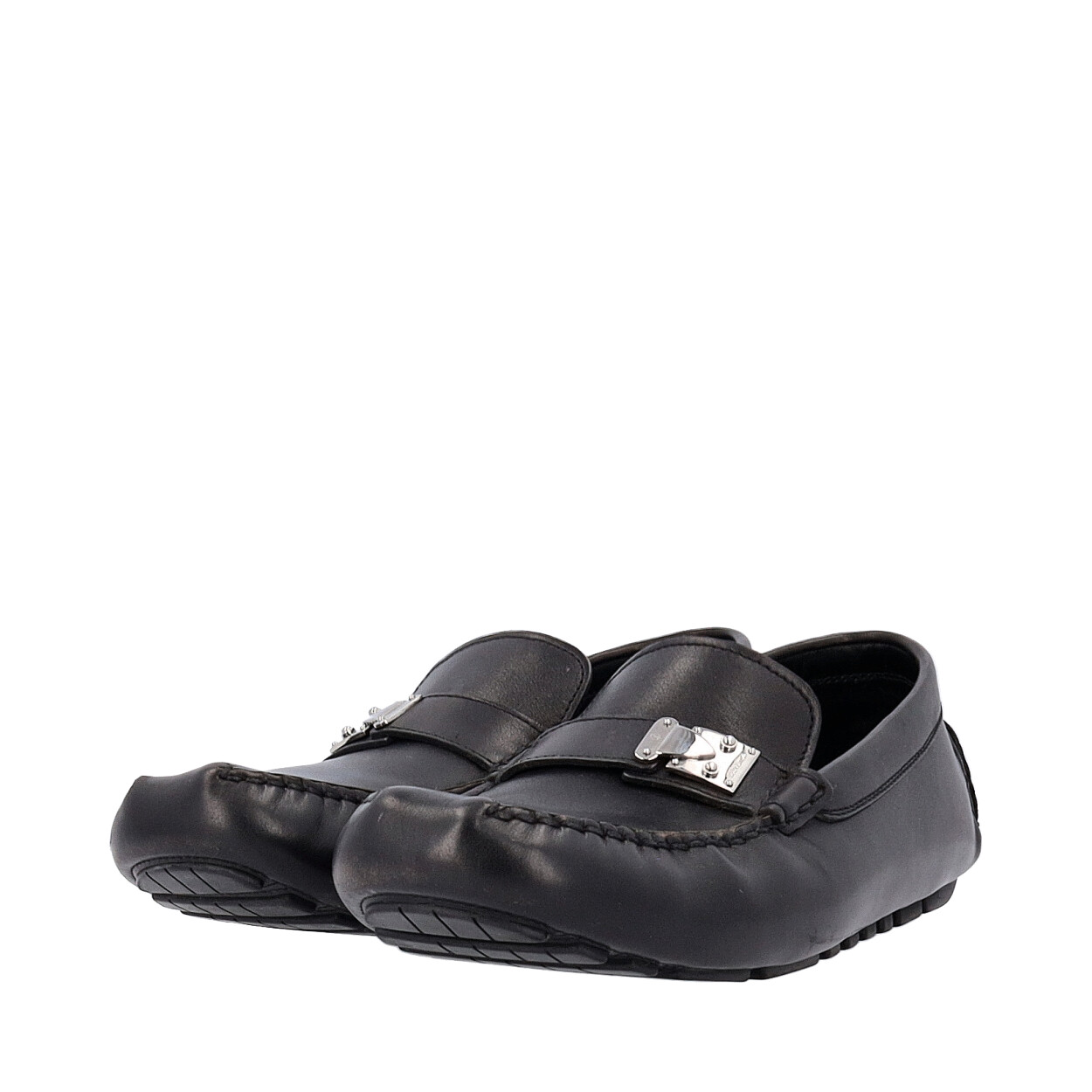 LOUIS VUITTON Leather Lombok Loafers Black | Luxity