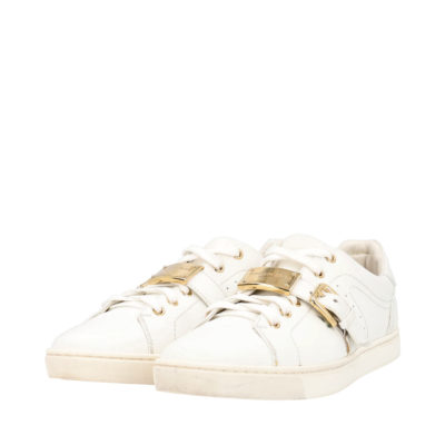 Product DOLCE & GABBANA Leather Gold Buckle Sneakers White