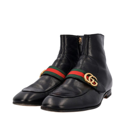 Product GUCCI GG Leather Web Donnie Ankle Boots Black
