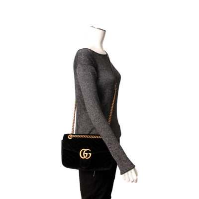 Product GUCCI Velvet Small Marmont Matelasse Shoulder Bag Black