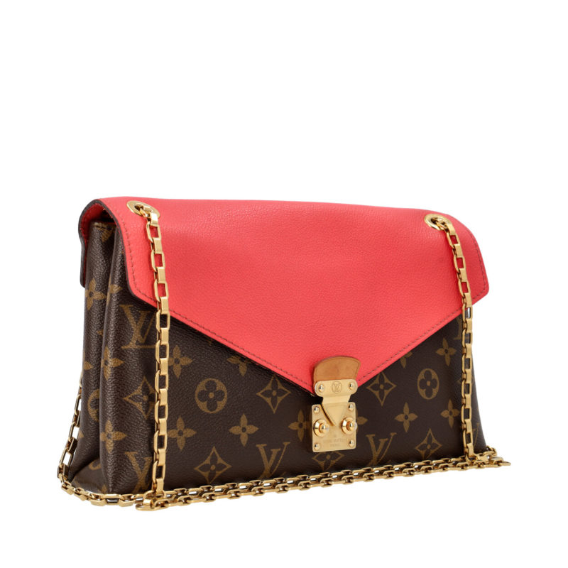 LOUIS VUITTON 'Pallas' wallet in brown monogram canvas and coral