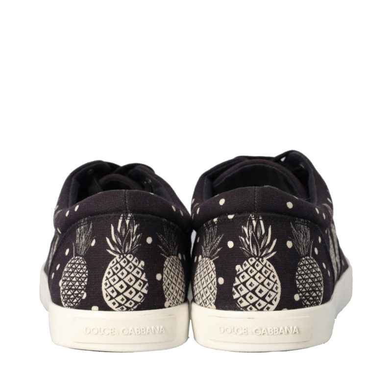 DOLCE & GABBANA Cotton Pineapple Print Sneakers Black | Luxity