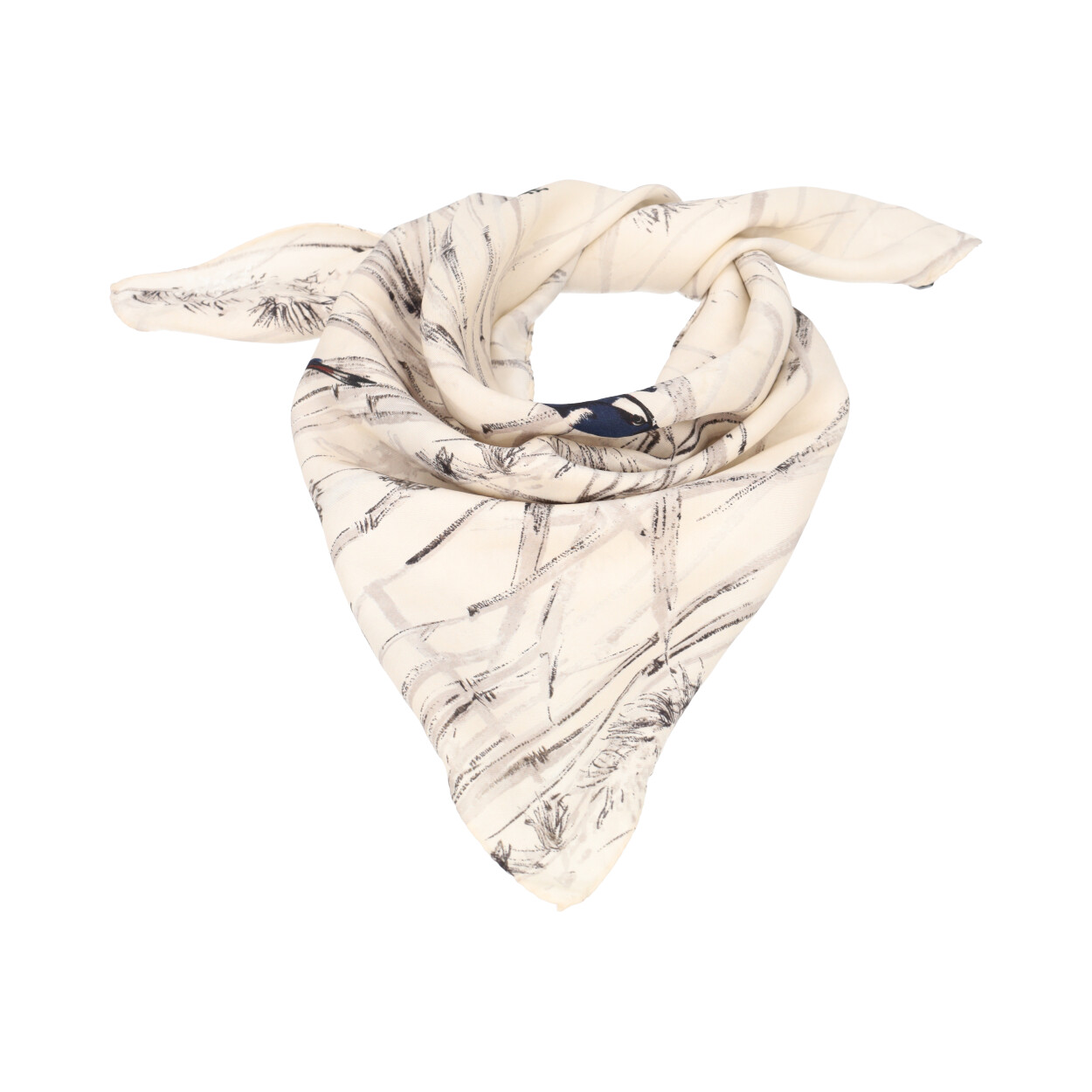 DOLCE & GABBANA Silk Bird Scarf White/Grey | Luxity