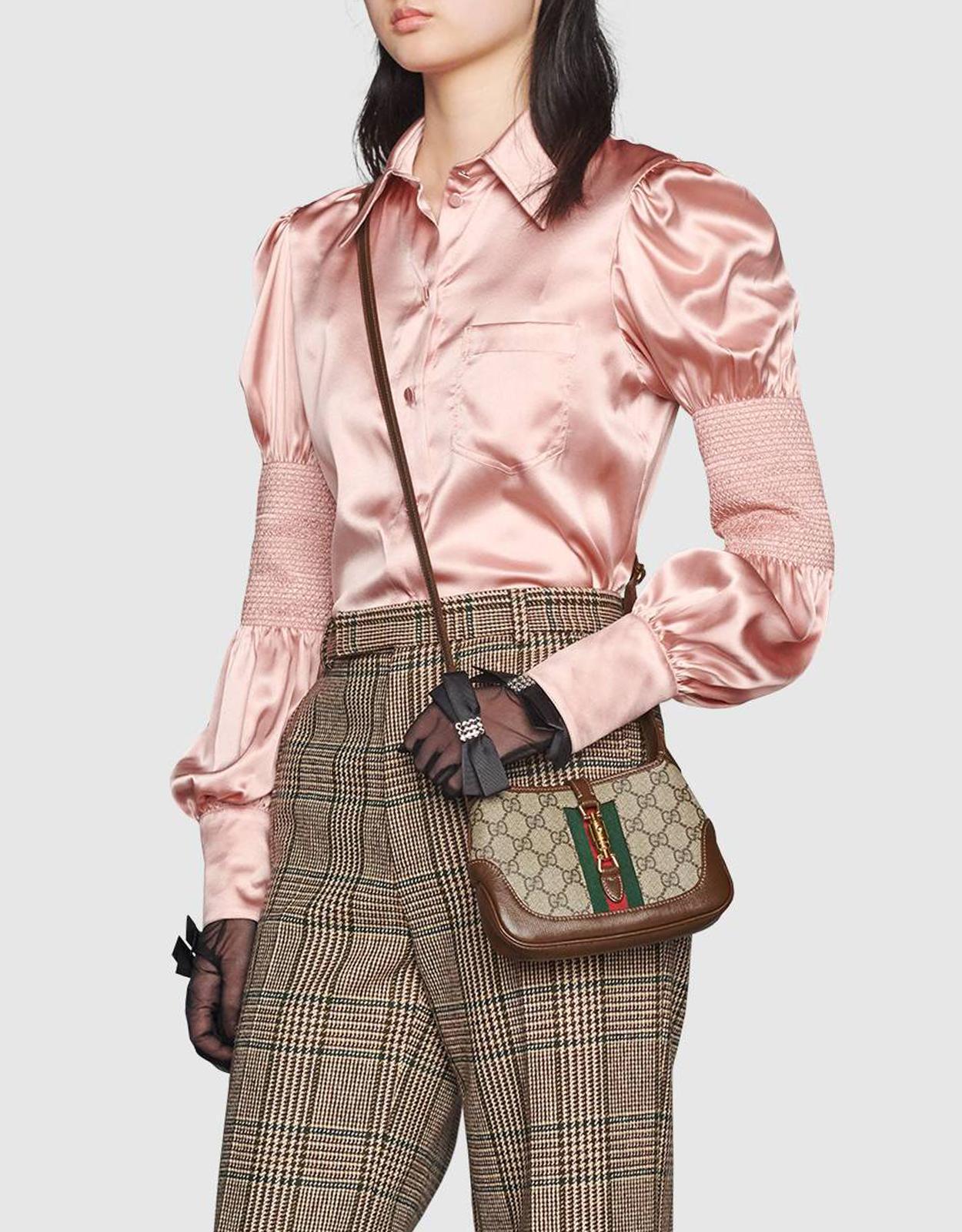 Gucci Jackie 1961 Shoulder Bag Small GG Supreme Beige/Ebony in Canvas - US