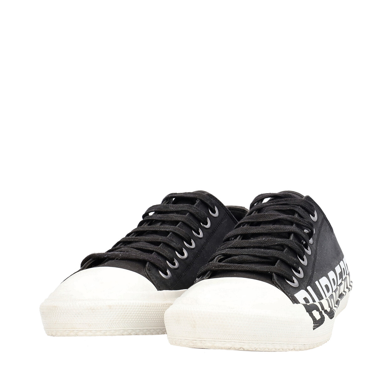 BURBERRY Canvas Larkhall Logo Sneakers Black/Optic White | Luxity