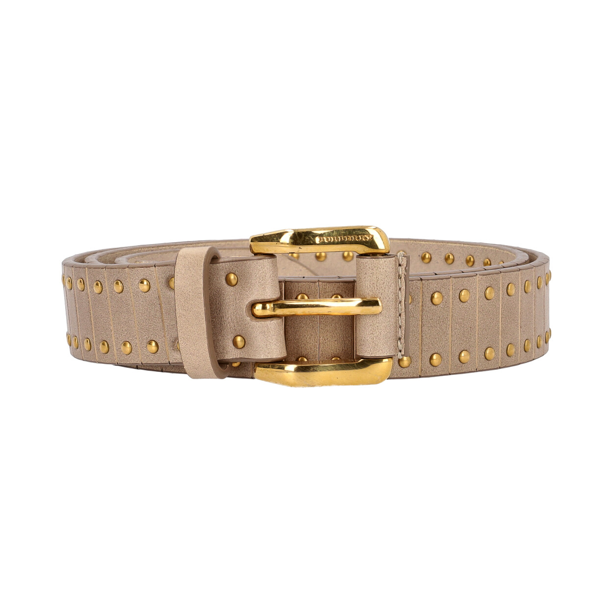BURBERRY Leather Studded Belt Beige/Gold - S: 90 (36) | Luxity