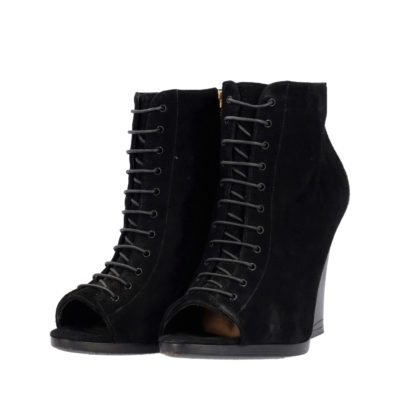 Product BURBERRY Prorsum Suede Virginia Open Toe Ankle Boots Black
