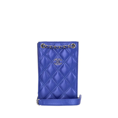 Product CHANEL Quilted Leather Phone Holder Blue
