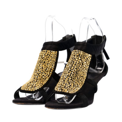 Product GIUSEPPE ZANOTTI Satin Crystal Embellished Sandals Black