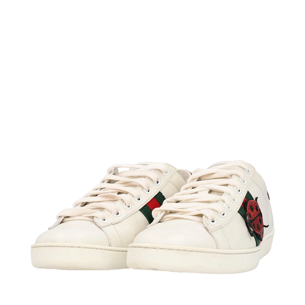 GUCCI Leather Ace Ladybug/Pineapple Sneakers White | Luxity