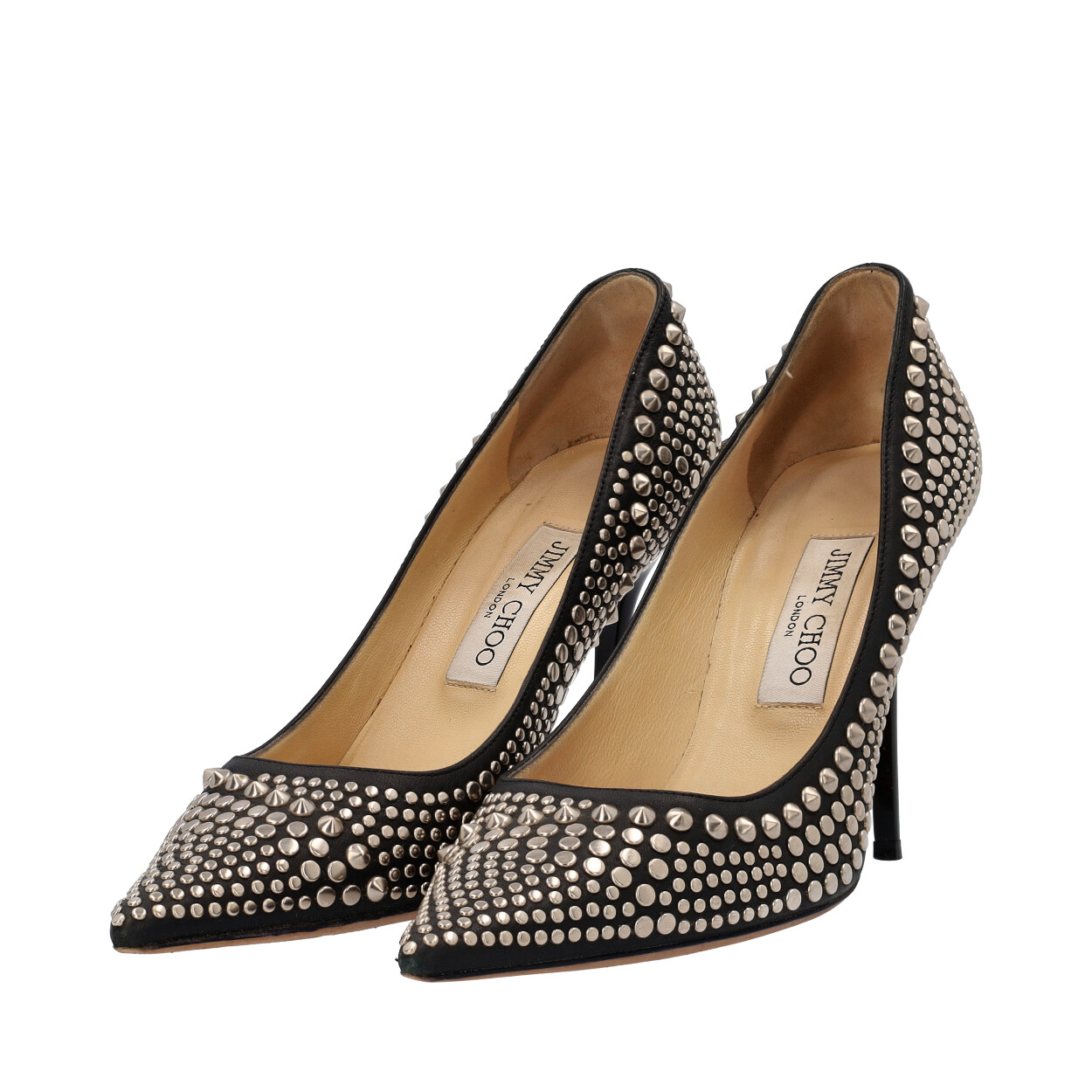 JIMMY CHOO Leather Studded Pumps Black | Luxity
