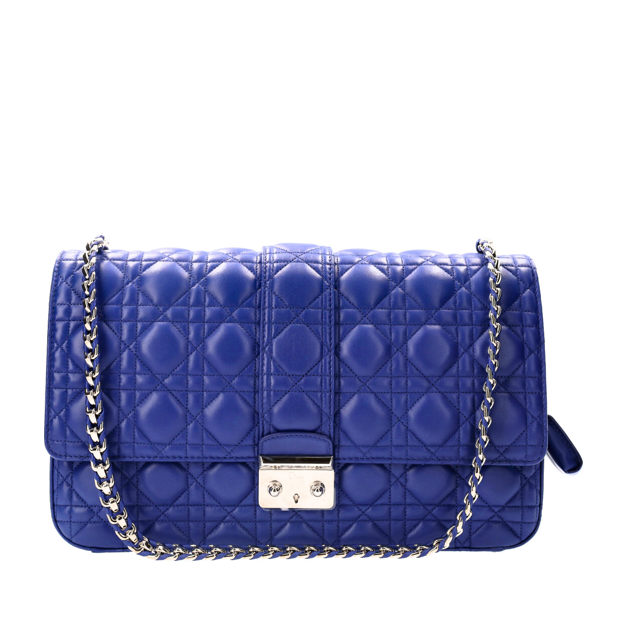 CHRISTIAN DIOR Quilted Cannage Large Miss Dior Shoulder Bag Blue | Luxity