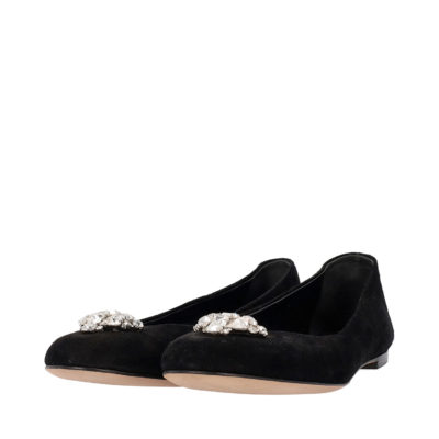 Product GIUSEPPE ZANOTTI Suede Crystal Embellished Ballerina Flats Black