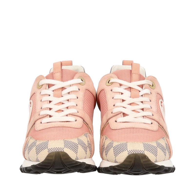 Louis Vuitton Women's Pink Damier Azur & Suede Run Away Sneaker