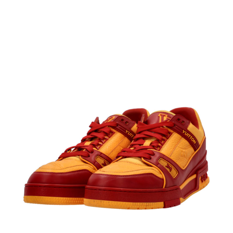 LOUIS VUITTON Leather LV Trainer Sneakers Yellow/Red