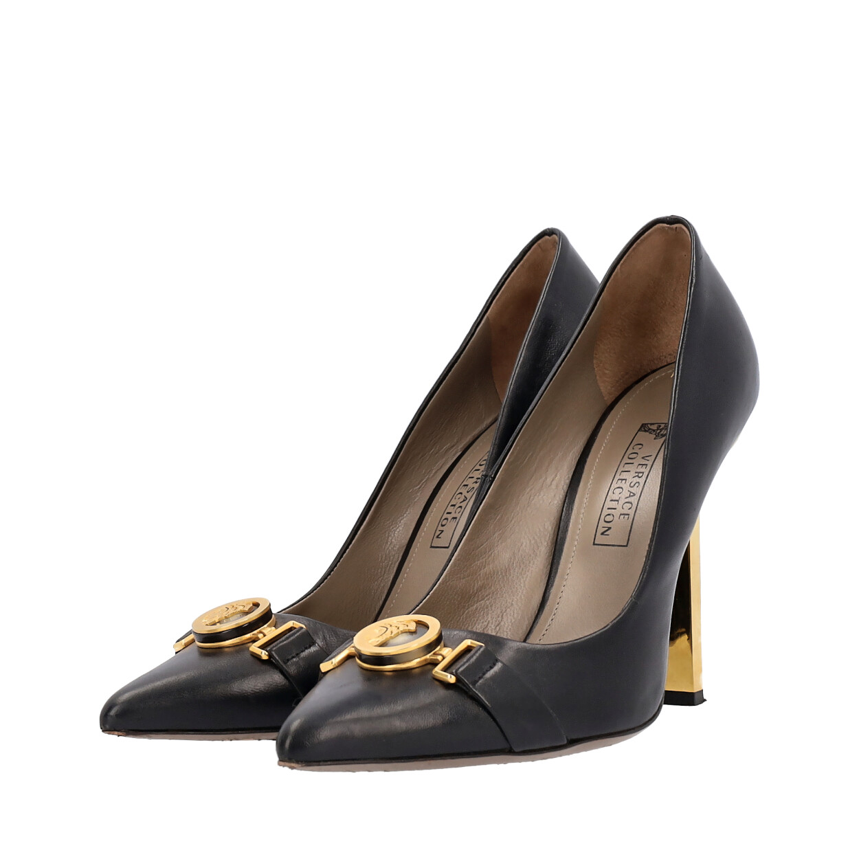 VERSACE COLLECTION Leather Medusa Pumps Black | Luxity