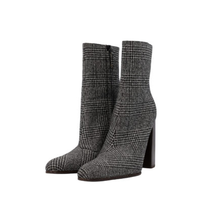 Product BALENCIAGA Fabric Prince Of Wales Check Boots Black/Grey